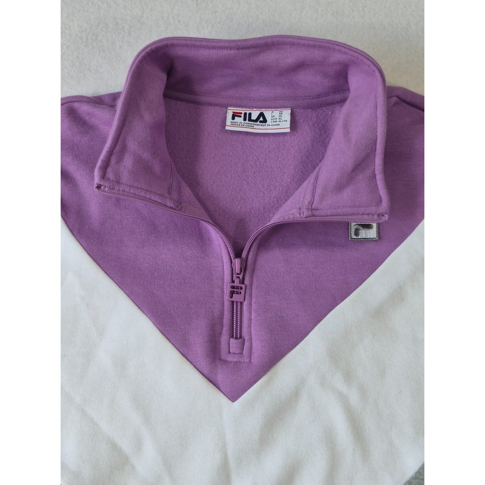 Fila Women's Purple 1/4 Zip Pullover Sweatshirt With Logo Size XL - Picture 4 of 9